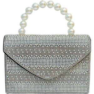 🆕Women Black Polyester Beaded Evening Handbag Crossbody Sparkly  Handle Bag